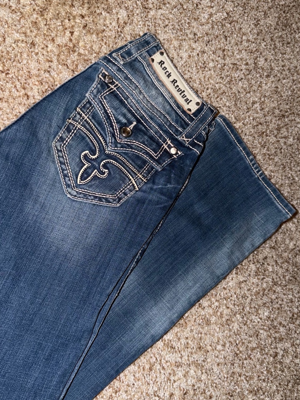 Rock Revival Women’s Dark Blue Embroidered Bootcut Jeans